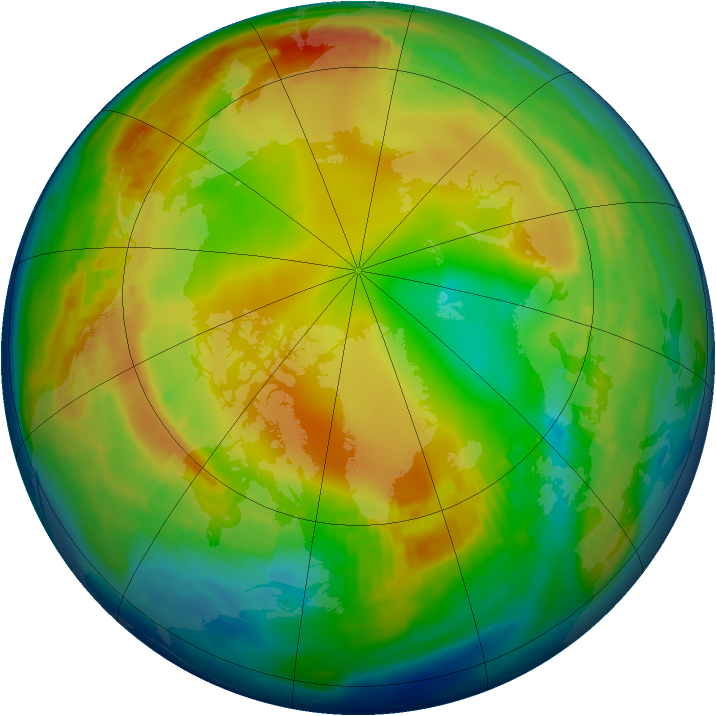 Arctic ozone map for 17 January 1988